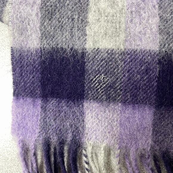 Ballantrae 100% Lambswool Scarf Purple Check Fringe Outdoors Neck Warmer Woven * - Picture 4 of 7